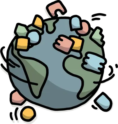 A colorful and abstract globe icon