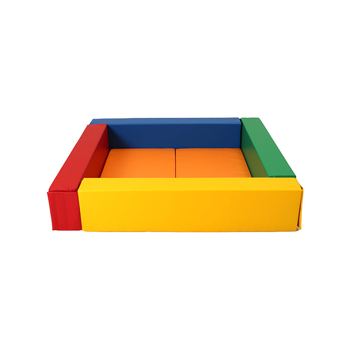 Red, blue, and yellow foam ball pit