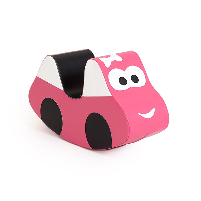 Pink and white car rocker toy