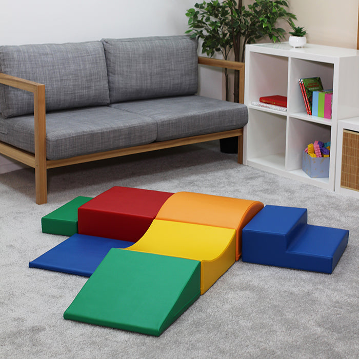 An IGLU Soft Play Montessori toy playset filled with colorful foam blocks, the Little Crawler Soft Play Set.