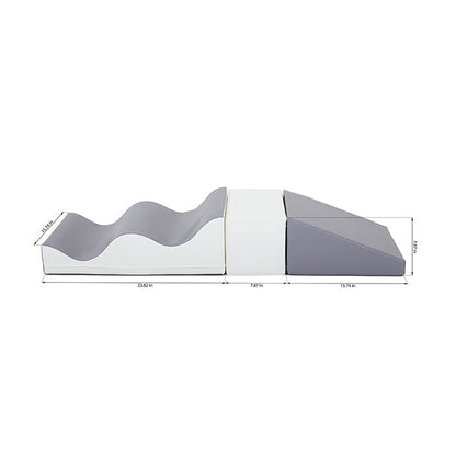 An image of the IGLU Soft Play - Wave Walk, a creatively balanced grey and white storage box.