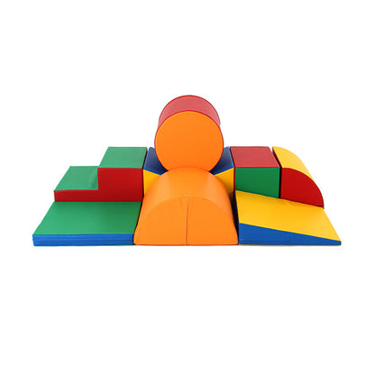 A colorful Soft Play Activity Set - Adventurer XL promoting coordination and gross motor skills on a white background by IGLU Soft Play.