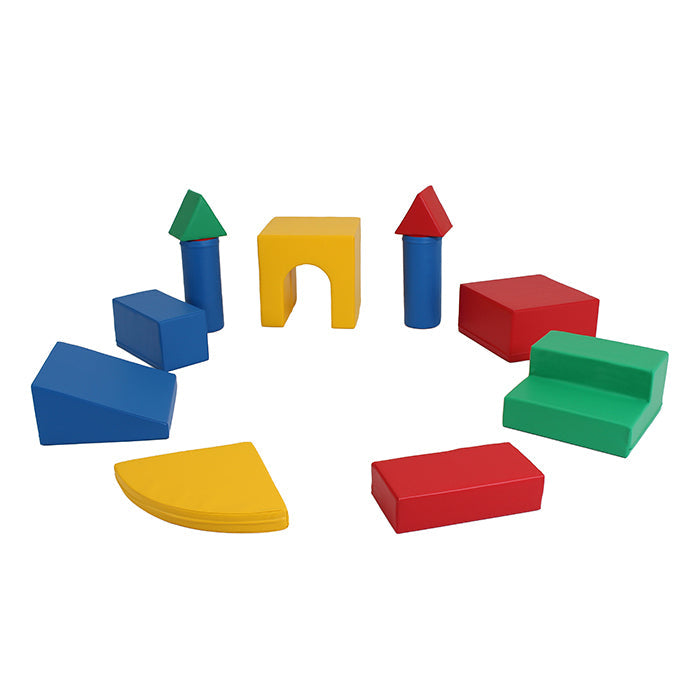 A IGLU Soft Play - Castle play set featuring colorful wooden blocks arranged in a circle.